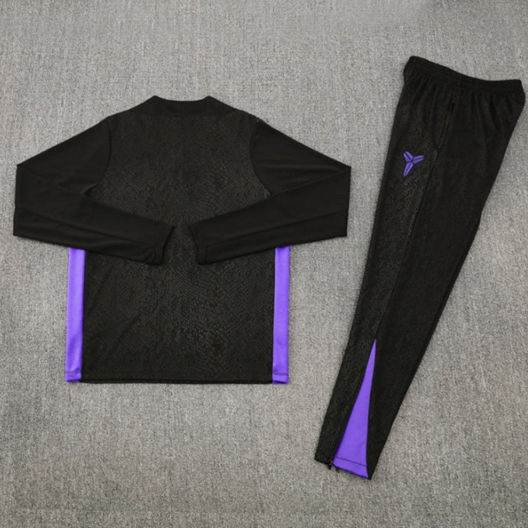 2025-26 Barcelona Quarter Zip Black And Purple Training suit/tracksuit