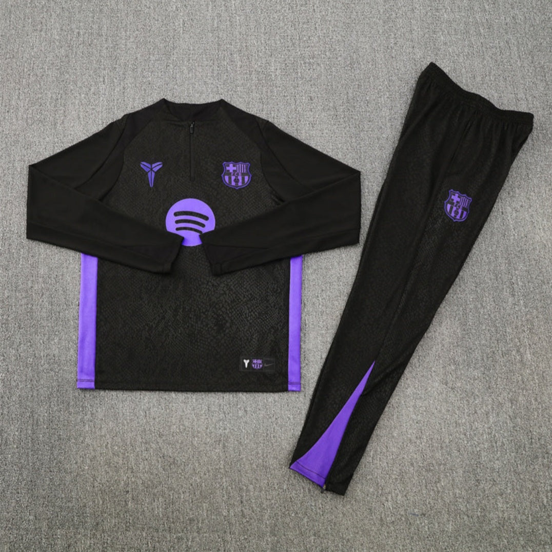 2025-26 Barcelona Quarter Zip Black And Purple Training suit/tracksuit